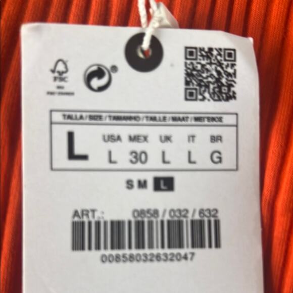 Zara Orange Ribbed Buttoned Maxi Dress NWT Large - Picture 5 of 5